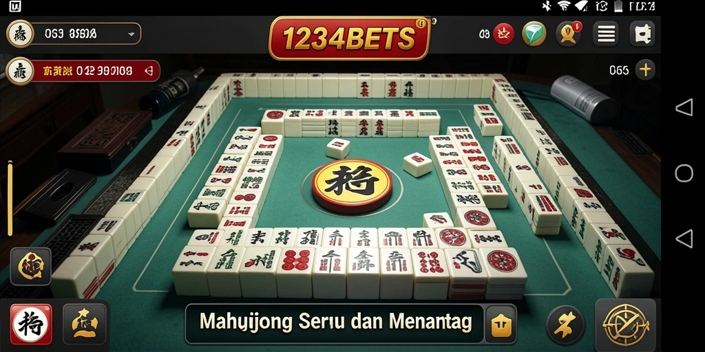 Screenshot gameplay 1234BETS yang menunjukkan antusiasme permainan Mahjong.