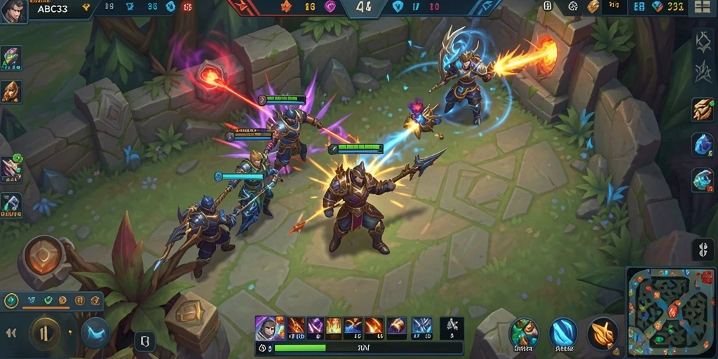 Tampilan gameplay seru di arena MOBA ABC33.