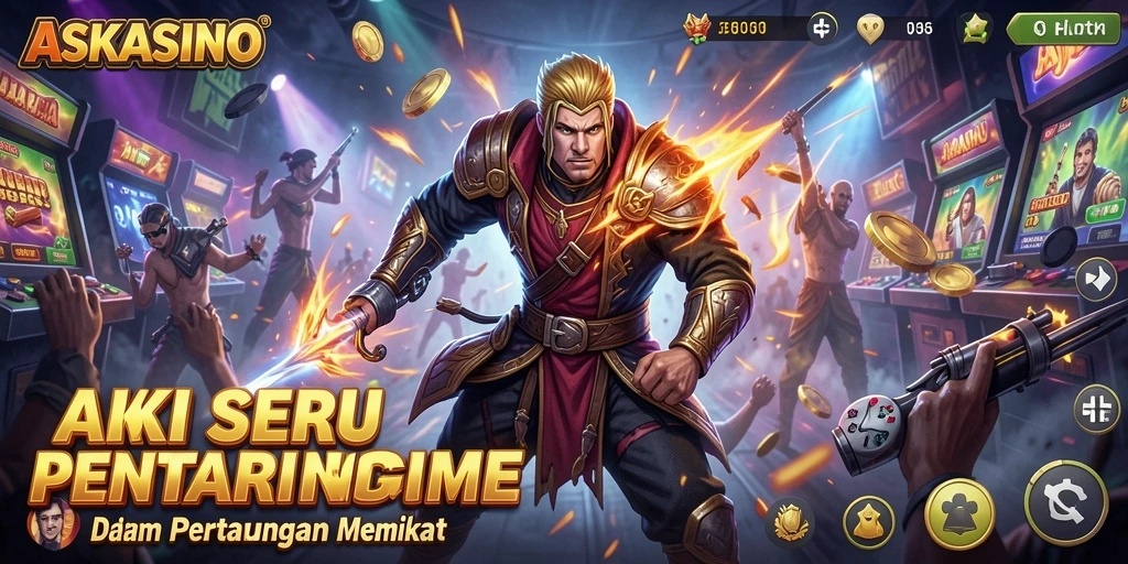 Tampilan aksi menegangkan dari gameplay ASKASINO dengan karakter bertarung.