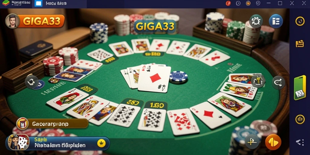 Screenshot gameplay GIGA33 yang menampilkan serunya bermain Gaple.
