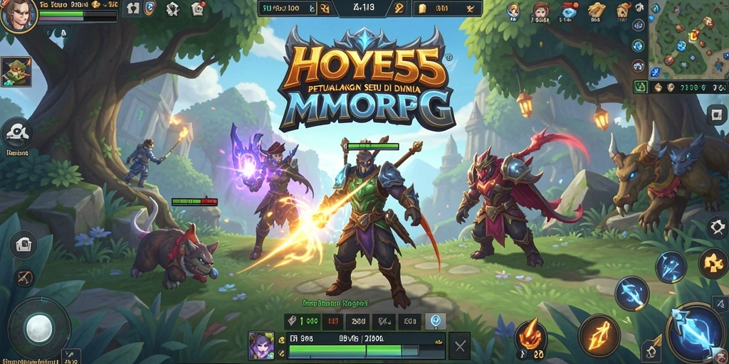 Tampilan gameplay seru dari HOYE55, petualangan MMORPG yang mendebarkan.