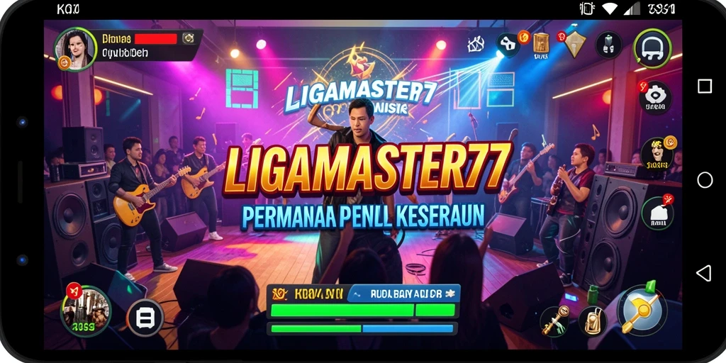 Tampilan gameplay seru dari LIGAMASTER77 yang menampilkan tantangan musik.