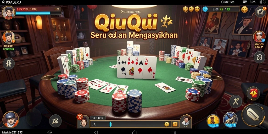 Tampilan gameplay seru di MAXSERU yang menampilkan aksi kartu QiuQiu.